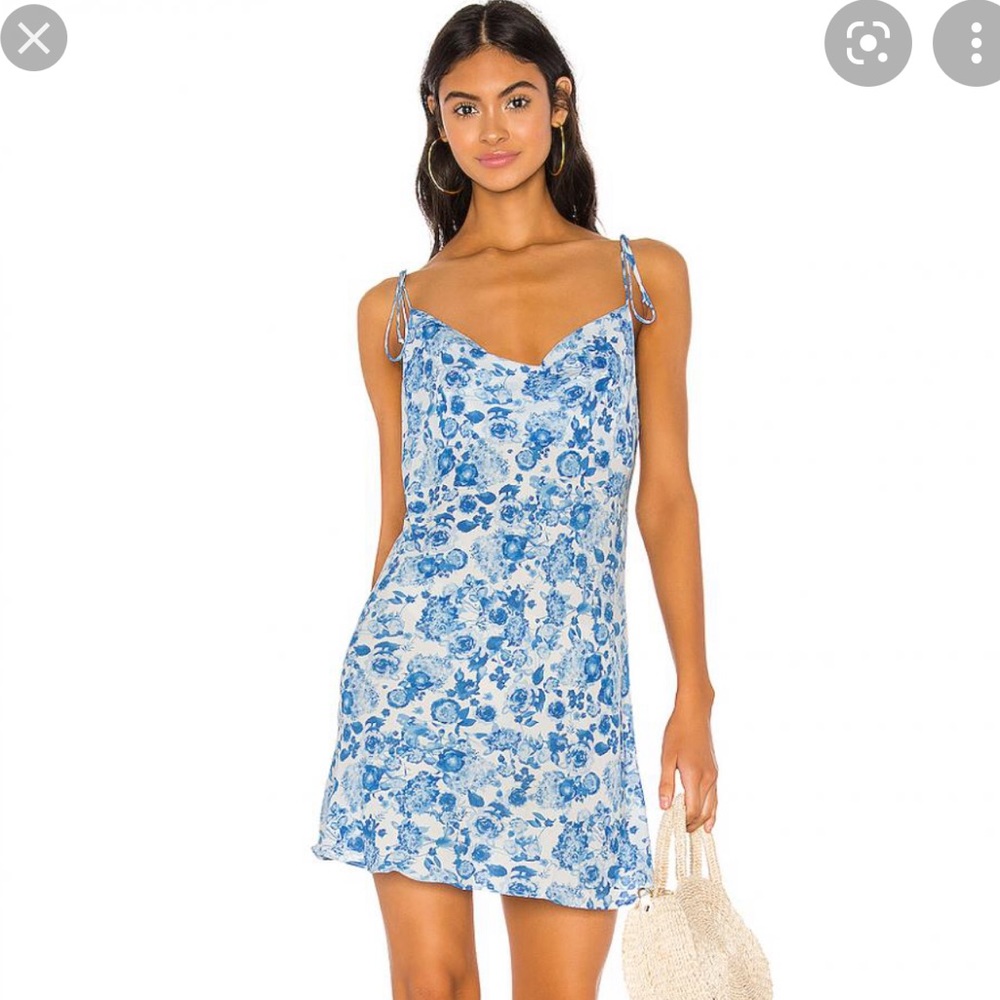 RESA Blue Floral Tie-Strap Mini Dress